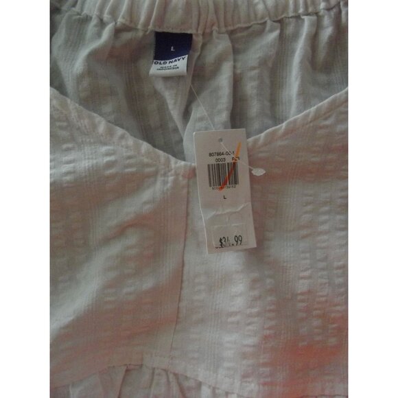 Old Navy Blouse Women Large White Babydoll boho tiered empire peasant top v-neck - Picture 2 of 12